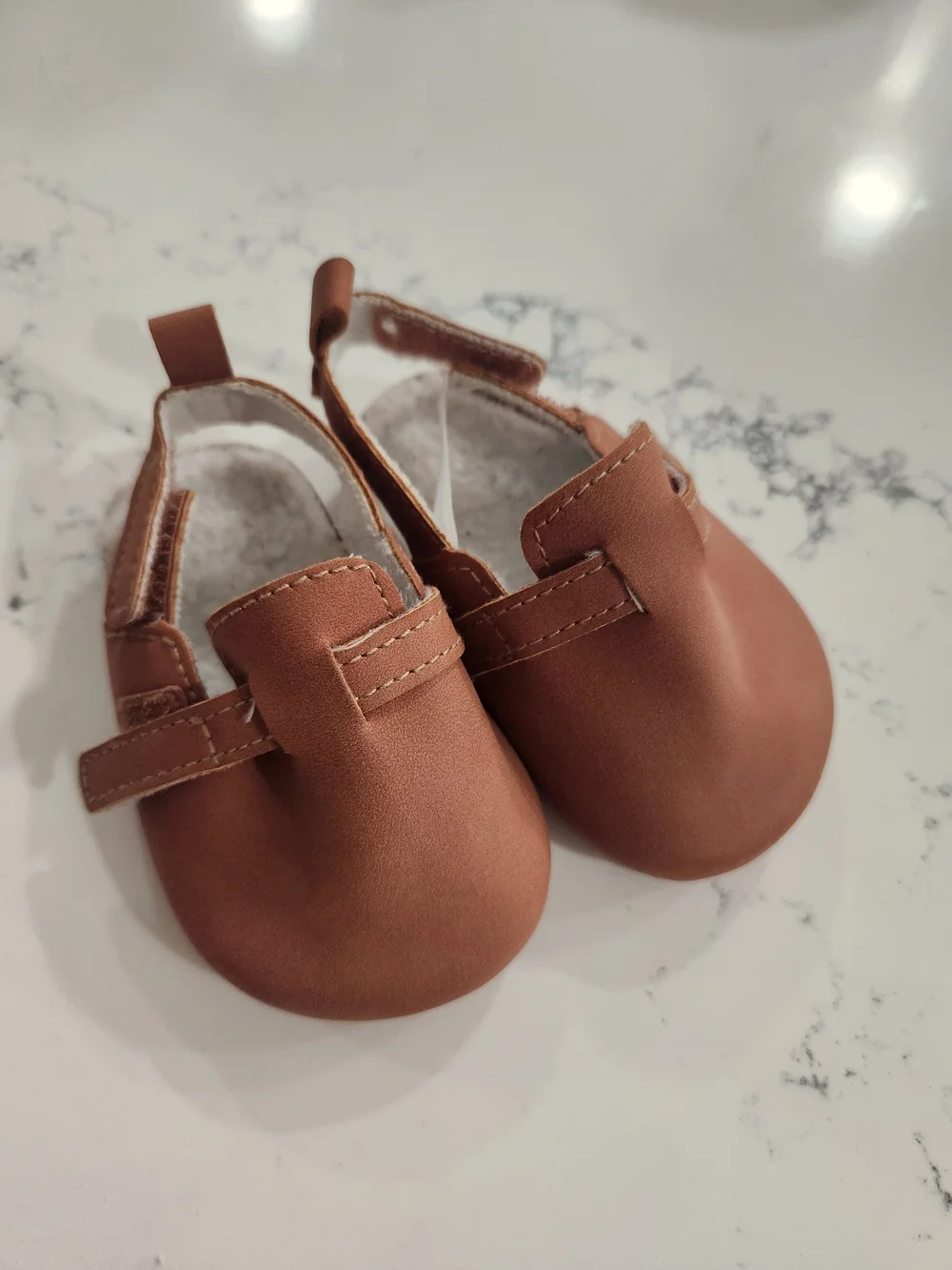 Baby Brown Faux-Leather Clogs